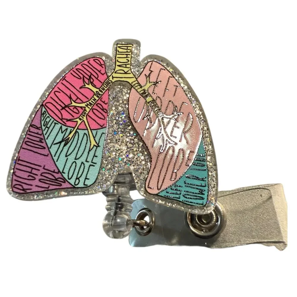 Anatomical Lung Retractable ID Badge Reel, Respiratory, Pulmonologist, Thoracic